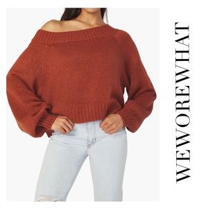 New! WeWoreWhat Off Shoulder Chunky Cozy Stitch Sweater